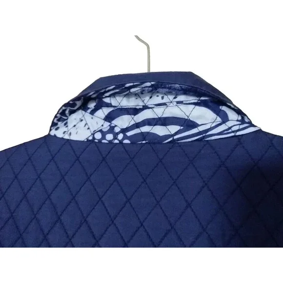 DENNIS BASSO Quilted Silk Jacket Womens Size 2x Blue Coat Outerwear Lined Jacket - Picture 4 of 11
